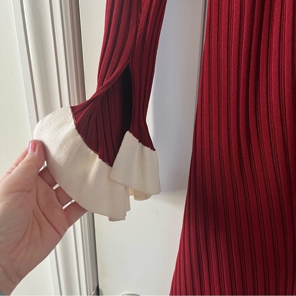 Esteban Cortazar Asymmetric one-shoulder ribbed stretch-knit dress ruffled XL - Picture 12 of 16